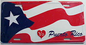 Puerto Rican Flag Licence Plate, Tablilla con la Bandera de Puerto Rico Puerto Rico